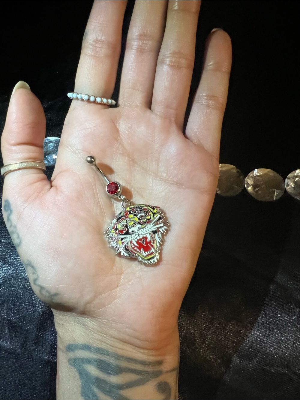 1 Piece Red Tiger Head Belly Button Ring